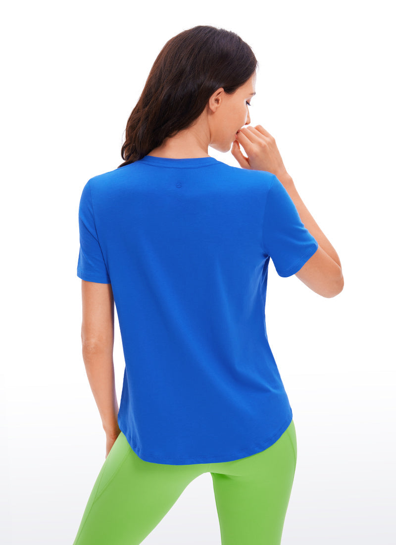 Pima Cotton Yoga Short Sleeves V-Neck