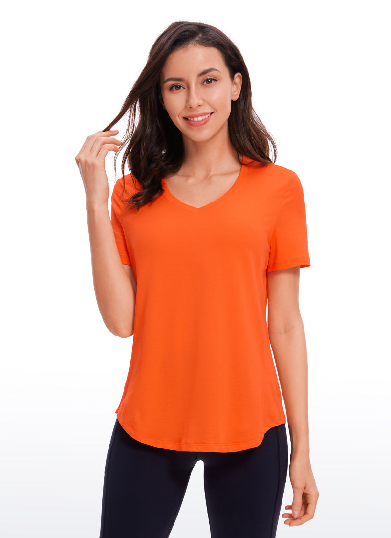 Pima Cotton Yoga Short Sleeves V-Neck