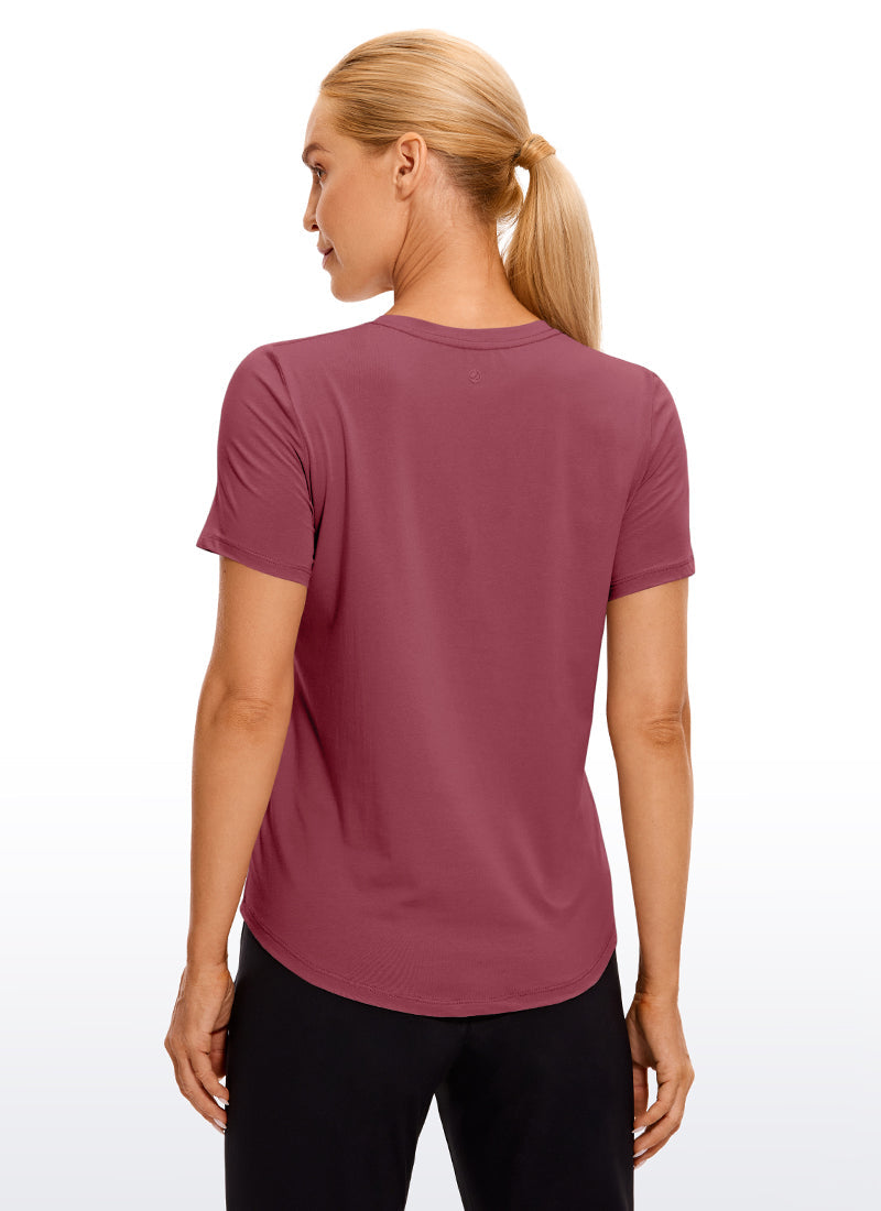 Pima Cotton Yoga Short Sleeves V-Neck