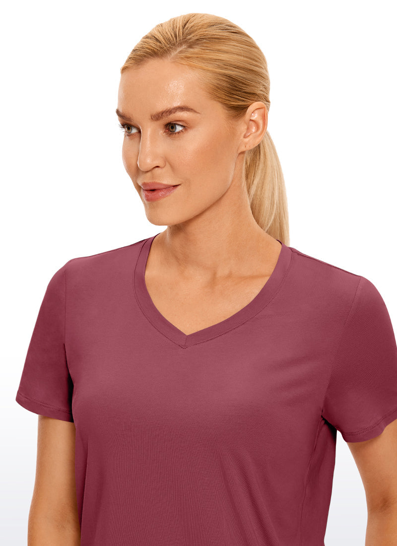 Pima Cotton Yoga Short Sleeves V-Neck