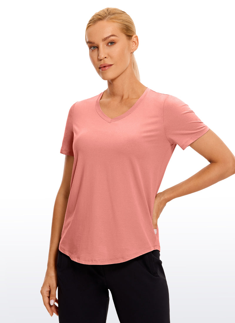 Pima Cotton Yoga Short Sleeves V-Neck