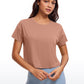 Pima Cotton Short Sleeves Cropped Crew Neck