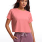 Pima Cotton Short Sleeves Cropped Crew Neck