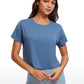 Pima Cotton Short Sleeves Cropped Crew Neck