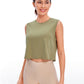 Pima Cotton Cropped Tank Tops Crew Neck