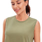 Pima Cotton Cropped Tank Tops Crew Neck