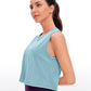 Pima Cotton Cropped Tank Tops Crew Neck