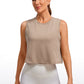 Pima Cotton Cropped Tank Tops Crew Neck