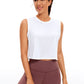 Pima Cotton Cropped Tank Tops Crew Neck