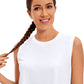 Pima Cotton Cropped Tank Tops Crew Neck