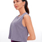 Pima Cotton Cropped Tank Tops Crew Neck