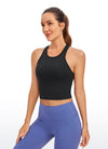 Ribbed High-Neck Racerback Crop Top