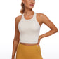 Ribbed High-Neck Racerback Crop Top