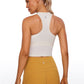 Ribbed High-Neck Racerback Crop Top