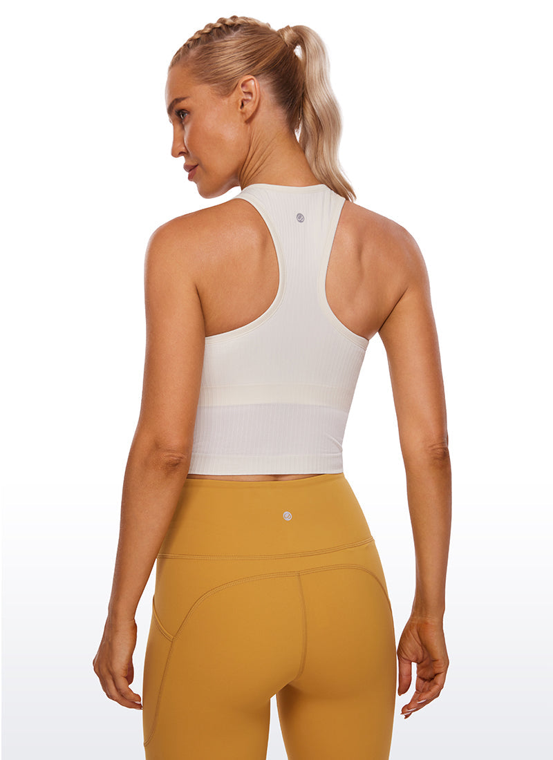 Ribbed High-Neck Racerback Crop Top