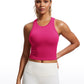 Seamless Ribbed Longline High Neck Crop Tank Racerback