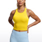 Seamless Ribbed Longline High Neck Crop Tank Racerback