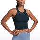 Ribbed High-Neck Racerback Crop Top