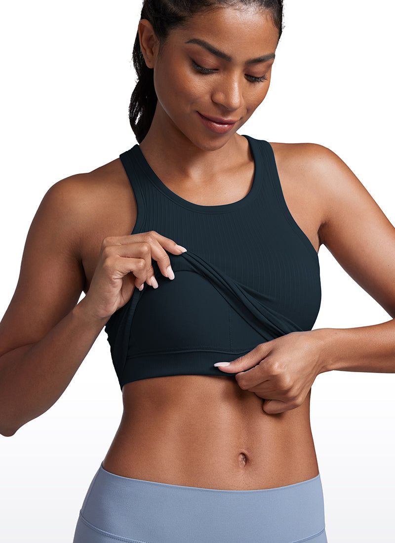 Ribbed High-Neck Racerback Crop Top