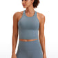 Ribbed High-Neck Racerback Crop Top