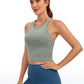 Seamless Ribbed Longline High Neck Crop Tank Racerback