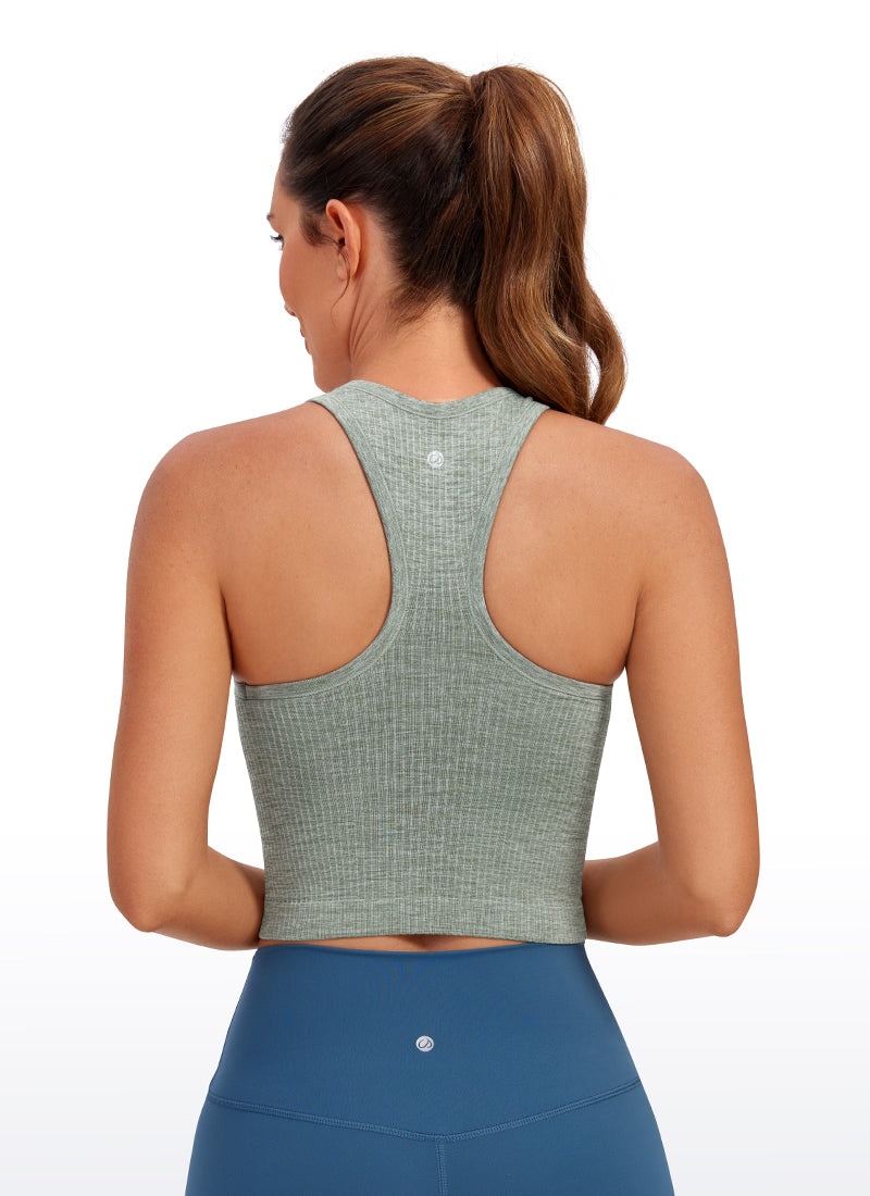 Ribbed High-Neck Racerback Crop Top