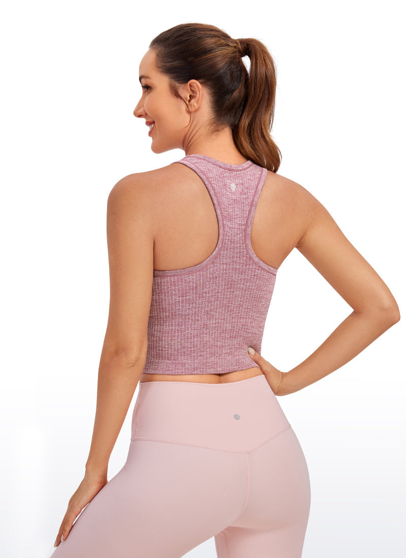 Ribbed High-Neck Racerback Crop Top