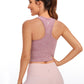 Seamless Ribbed Longline High Neck Crop Tank Racerback