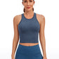 Seamless Ribbed Longline High Neck Crop Tank Racerback