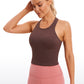 Seamless Ribbed Longline High Neck Crop Tank Racerback