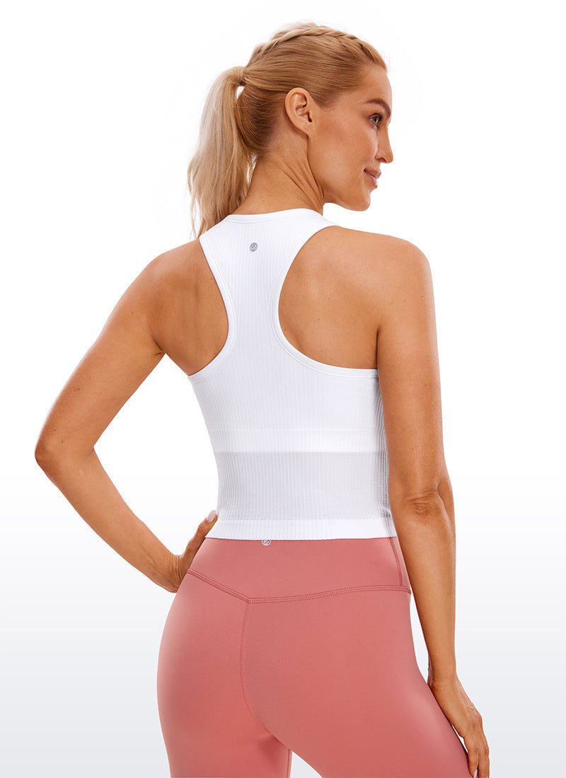 Ribbed High-Neck Racerback Crop Top