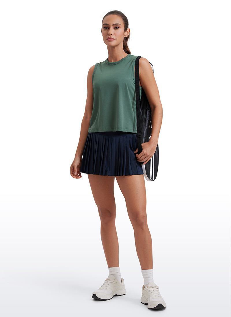 Pima Cotton High Neck Cropped Tank Tops