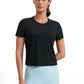 Pima Cotton Short Sleeves Cropped High Neck