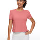 Pima Cotton Short Sleeves Cropped High Neck