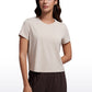 Pima Cotton Short Sleeves Cropped High Neck