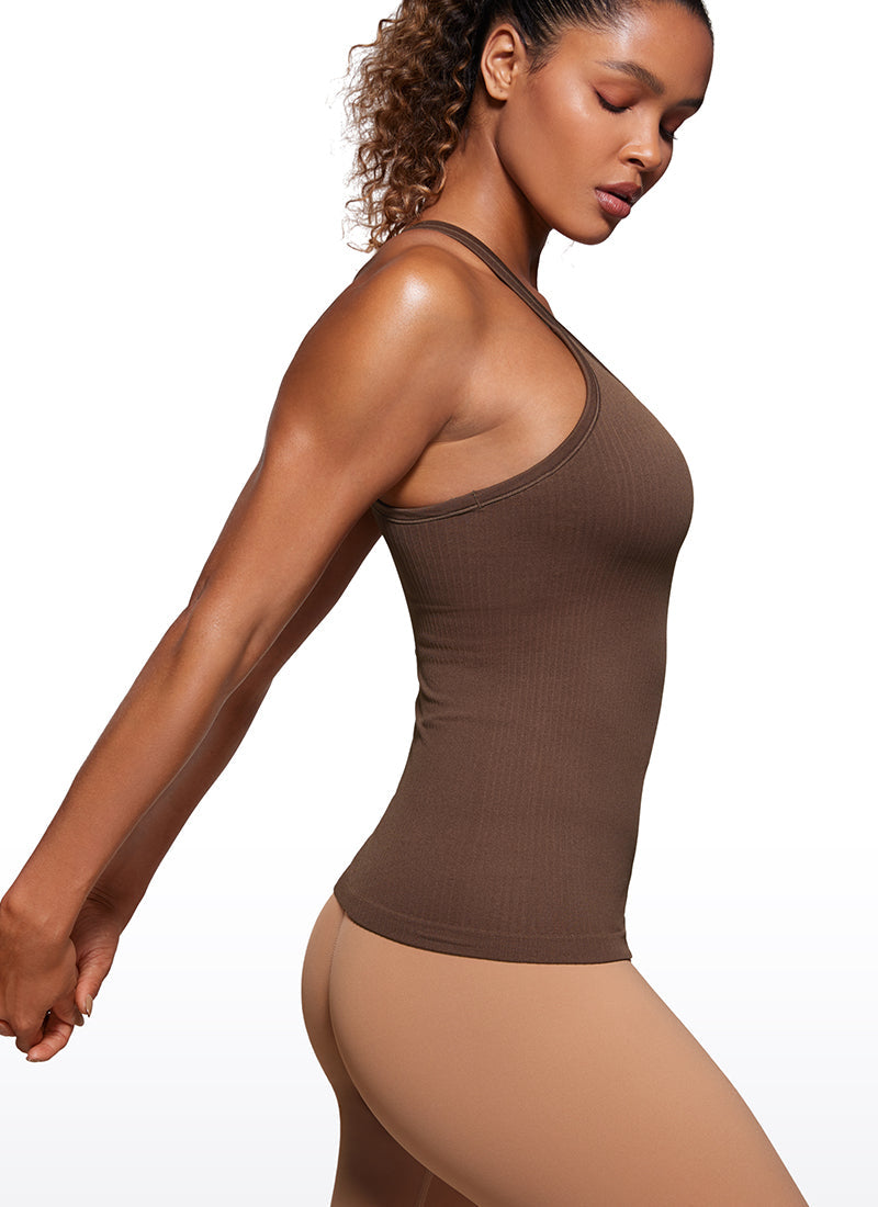 Seamless Ribbed Hip Length Tanks Racerback