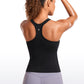 Seamless Ribbed Waist Length Racerback Built in Bra Tanks