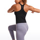 Seamless Ribbed Waist Length Racerback Built in Bra Tanks