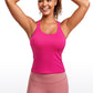 Seamless Ribbed Waist Length Racerback Built in Bra Tanks