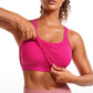 Seamless Ribbed Waist Length Racerback Built in Bra Tanks