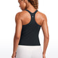 Seamless Ribbed Waist Length Racerback Built in Bra Tanks