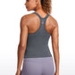 Seamless Ribbed Waist Length Racerback Built in Bra Tanks