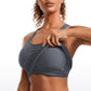 Seamless Ribbed Waist Length Racerback Built in Bra Tanks