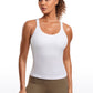 Seamless Ribbed Waist Length Racerback Built in Bra Tanks