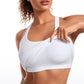 Seamless Ribbed Waist Length Racerback Built in Bra Tanks