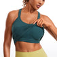 Seamless Ribbed Waist Length Racerback Built in Bra Tanks