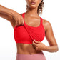 Seamless Ribbed Waist Length Racerback Built in Bra Tanks