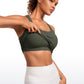 Seamless Ribbed Waist Length Racerback Built in Bra Tanks