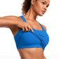 Seamless Ribbed Waist Length Racerback Built in Bra Tanks