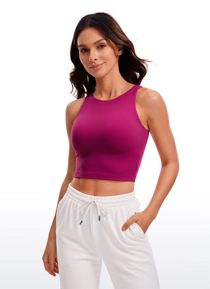 Butterluxe Cropped High Neck Tank Tops Wide Back